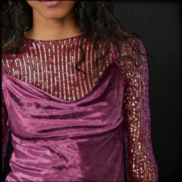 Free People Intimately Women's Backless All Night Velvet Fig Jam Tunic S NWT - Picture 4 of 7